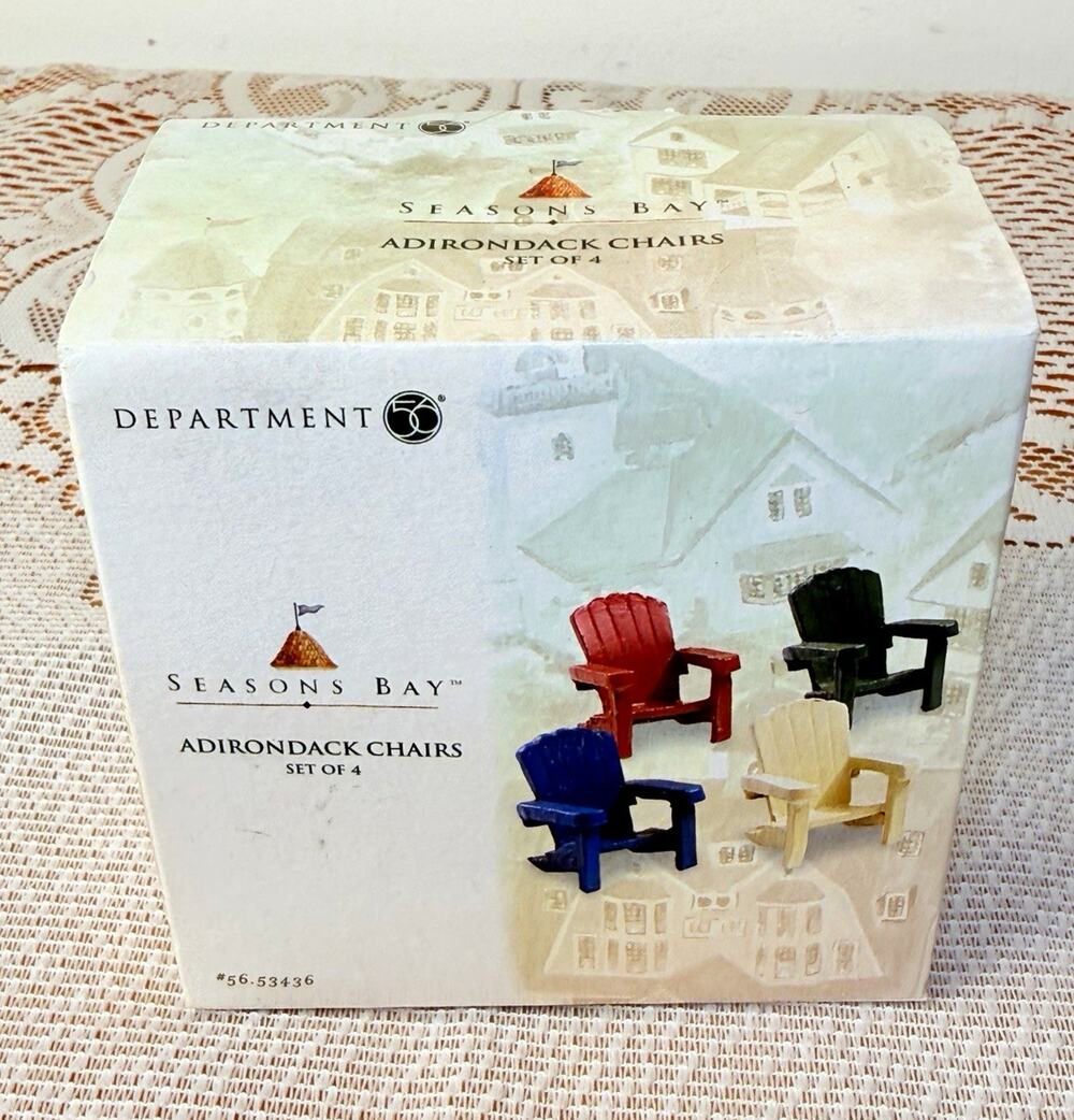 Department 56 Seasons Bay Adirondack Chairs Set of 4 1:12 Painted Wood 56.53436